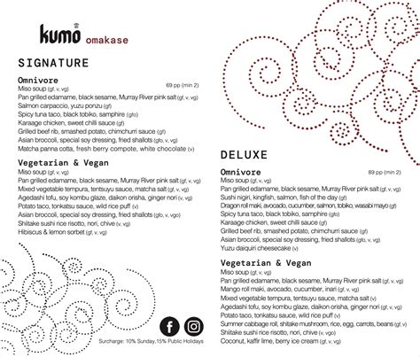 kumo thun|Menu at KUMO Thun